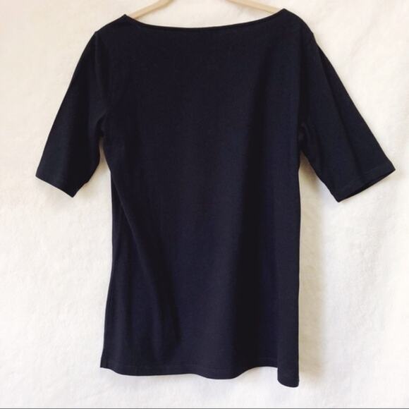 Ann Taylor Navy Flower Design Short Sleeve Top - Picture 2 of 7